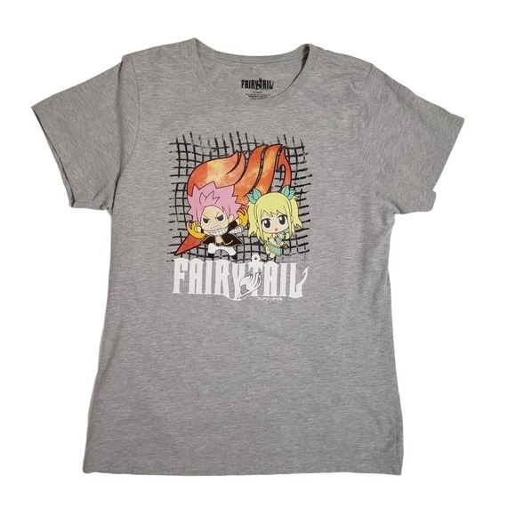 Funimation + Kodansha Tops - Fairy Tail Natsu Dragneel‎ Lucy Heartfilia Chibi Anime Graphic T-Shirt Womens XL